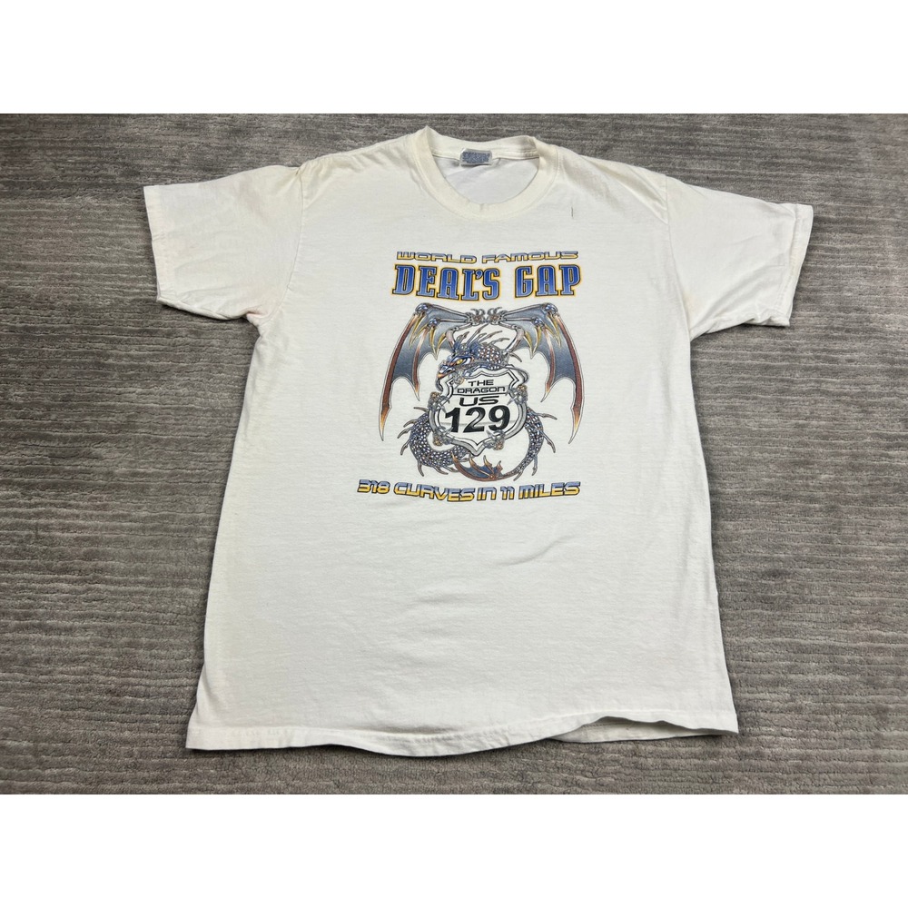 Hanes T-Shirt Mens M White Deals Gap The Dragon US 129 Graphic Tee 318 Curves